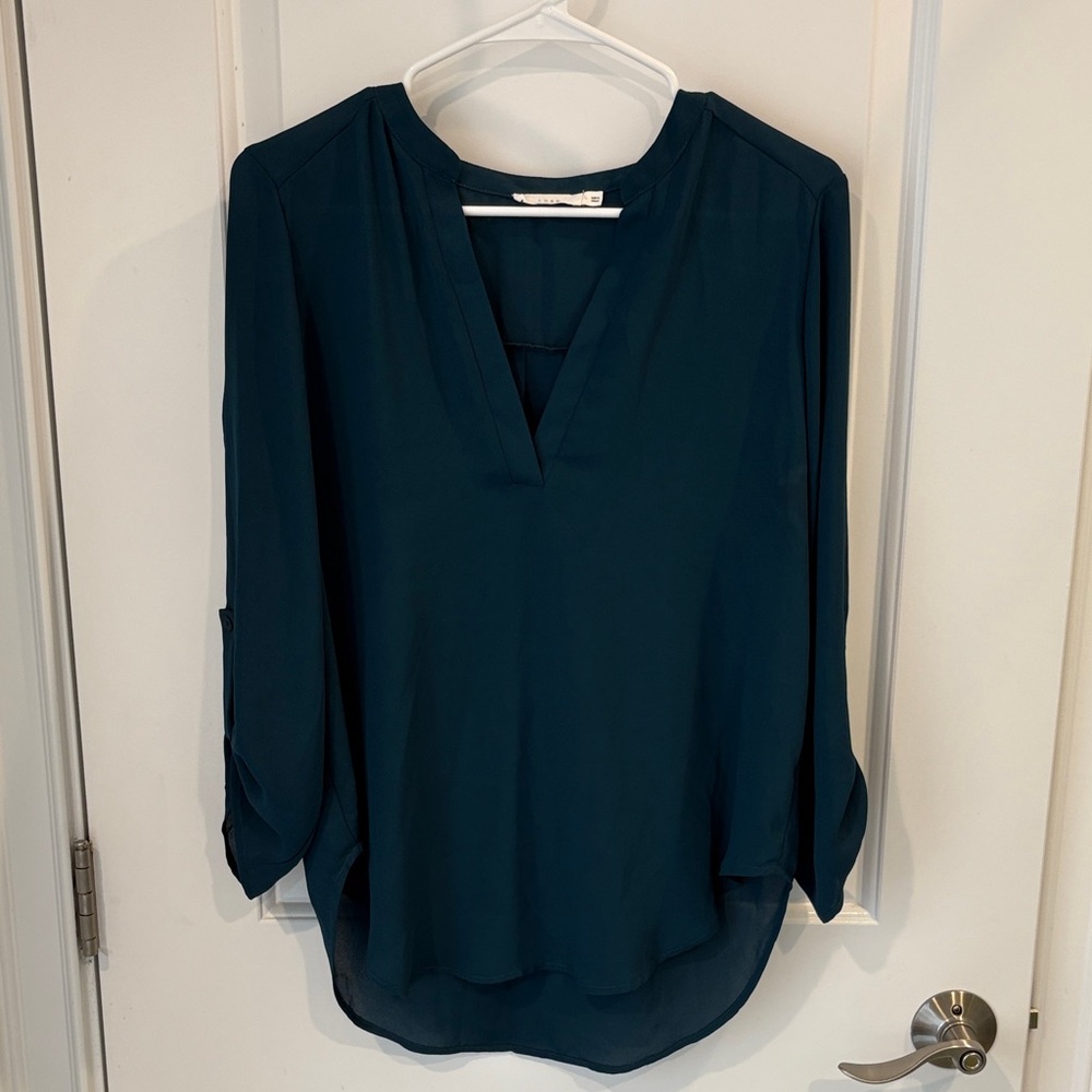 Lush Deep Teal V-Neck Blouse